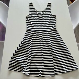 Black and White Striped Skater Mini Dress